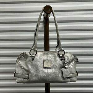 Tignanello Metallic Silver Shoulder Bag tote Like New Y2K